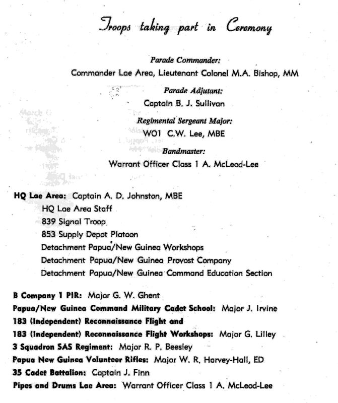 The Role of Igam Barracks at Lae, Papua New Guinea - The Role of Igam Barracks at Lae, Papua New Guinea -